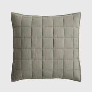 NWOT QUINCE European Linen Quilted Euro Sham Willowleaf 6019